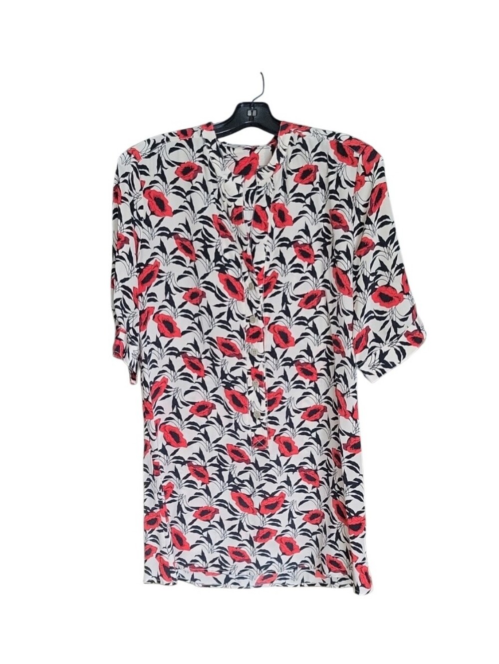 Tucker Red Poppy Silk Top Size M